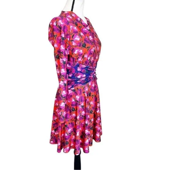 DELFI Collective pink purple floral long sleeve morris dress size small s - Picture 9 of 15